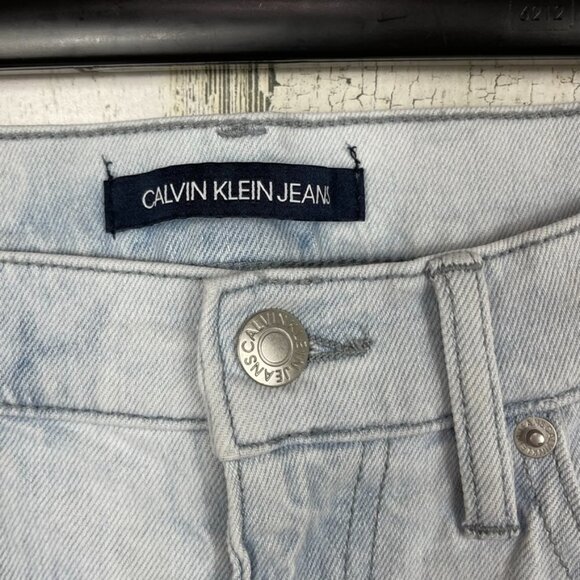 Calvin Klein High Rise Straight denim jeans bleached tie dye raw hem distressed - Picture 3 of 12